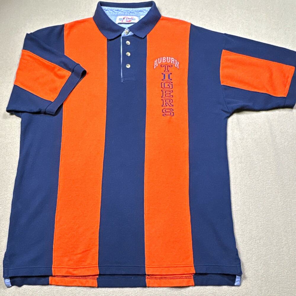 Vintage Spike Sports Specialties Auburn Tigers Polo Shirt Men’s L Orange Navy